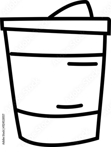 Disposable Coffee Cup Line Drawing Illustration.