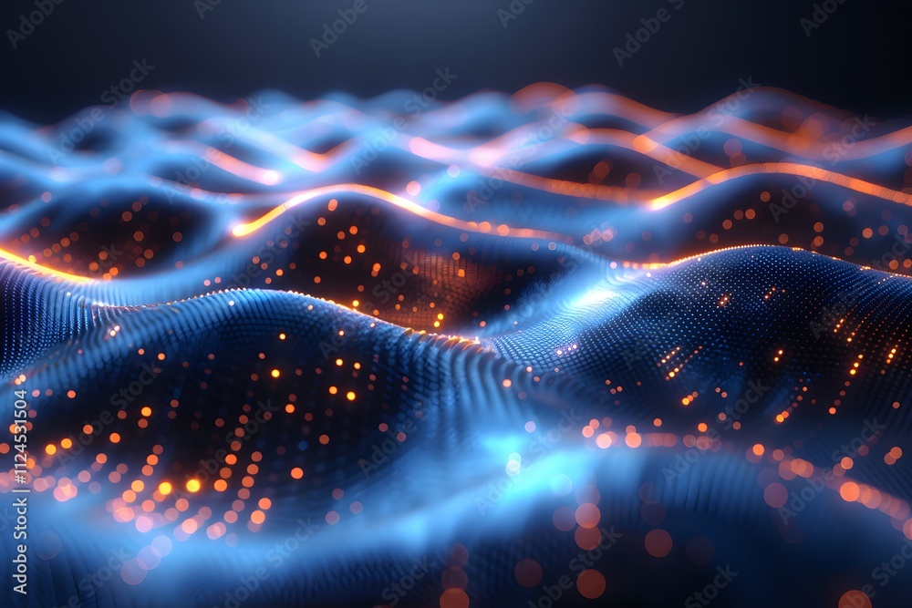 Abstract Digital Waves with Glowing Particles Futuristic Technology and Data Visualization Abstract Digital Waves with Glowing Particles Futuristic Technology and Data Visualization
