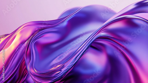 A beautiful abstract fluid shape with blue and purple wavy lines intertwined on a white background, showing a futuristic and modern style, minimalist design with light reflection effect.