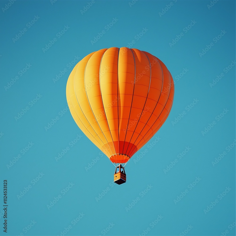 Fototapeta premium Hot Air Balloon Floating Effortlessly Through Bright Blue Sky Symbolizing Freedom and New Adventures