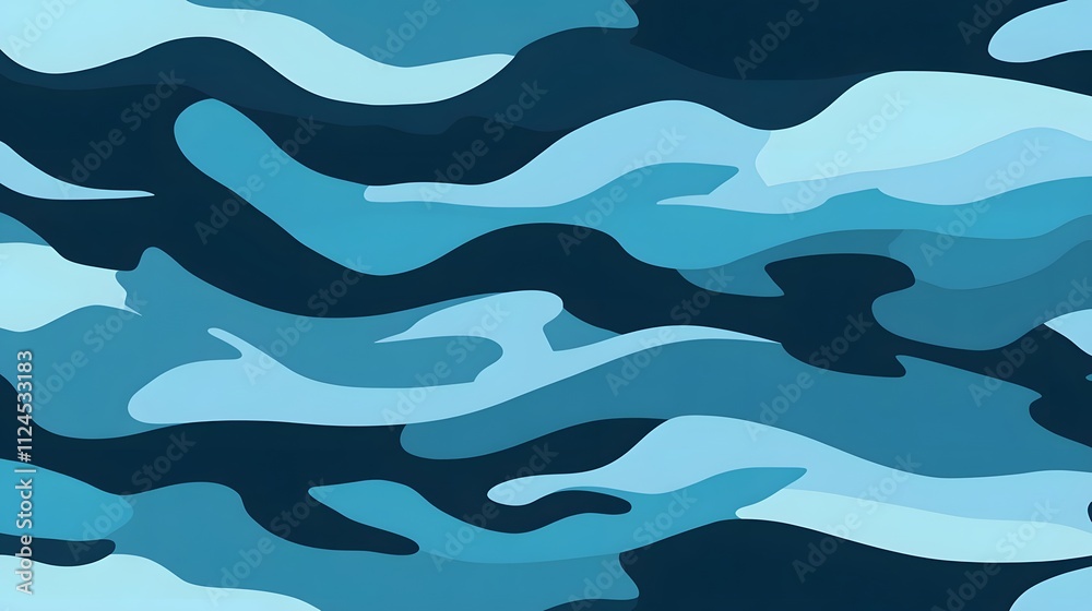 Abstract wavy pattern in shades of blue, resembling water or fluid movement.