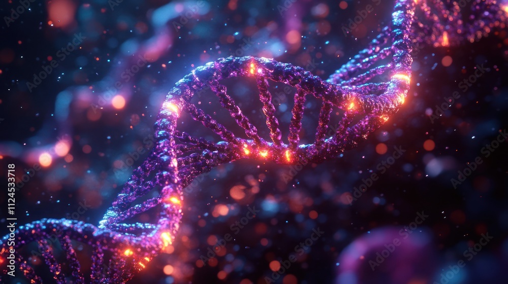 Colorful 3D representation of a DNA double helix structure. Colorful 3D representation of a DNA double helix structure.