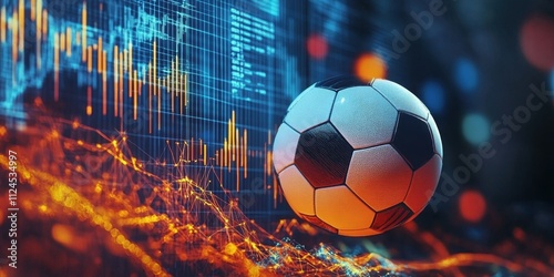 soccer ball on the background of graphs. concept of online betting on sporting events photo