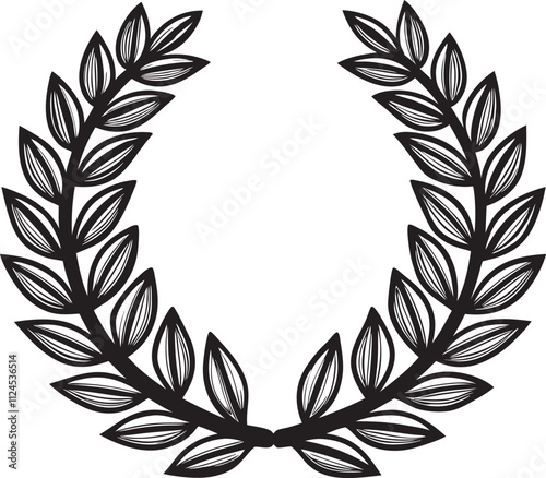 Laurel wreath outline set with hand drawn branches 