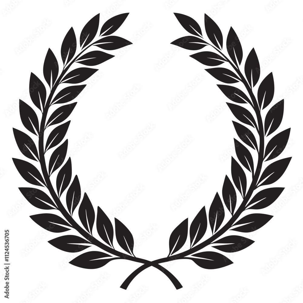 Obraz premium Laurel wreath outline set with hand drawn branches 