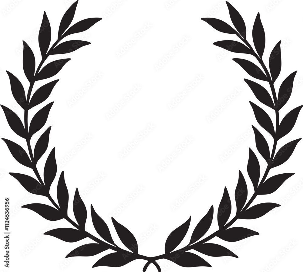 Laurel wreath outline set with hand drawn branches Laurel wreath outline set with hand drawn branches