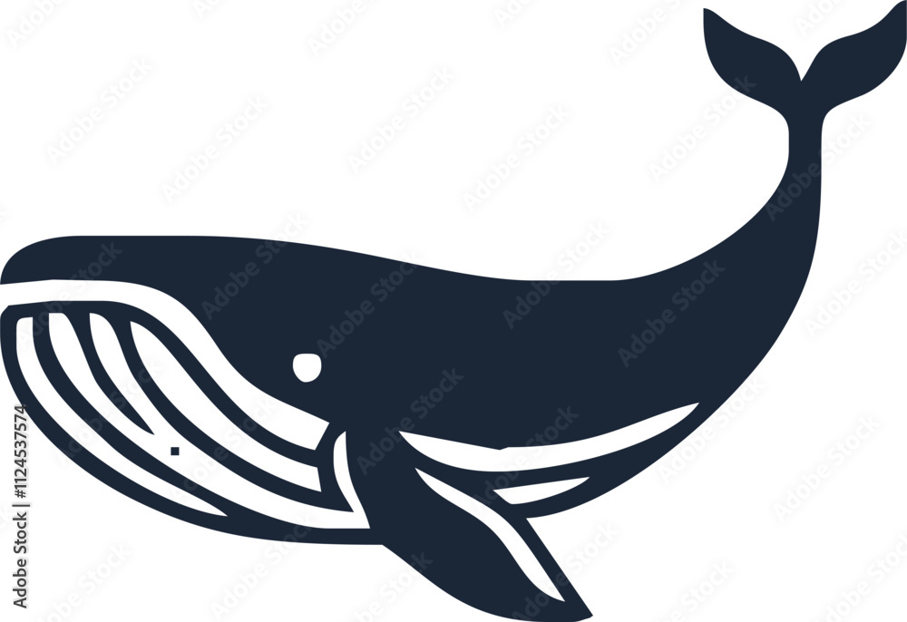 Blue whale aquatic mammal silhouette. Cartoon vector graphics. Blue whale aquatic mammal silhouette. Cartoon vector graphics.