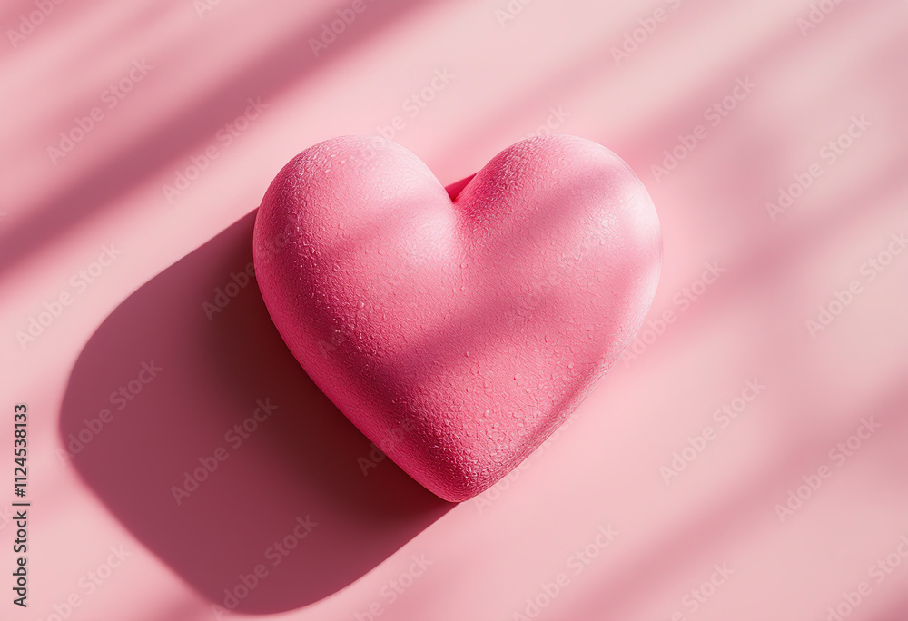 A large pink heart-shaped object on a soft pink background A large pink heart-shaped object on a soft pink background