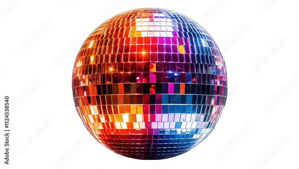 Shimmering Disco Ball Reflecting Colorful Lights Isolated on Transparent background Shimmering Disco Ball Reflecting Colorful Lights Isolated on Transparent background