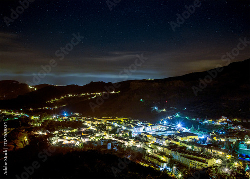 Night view of the town of San Mateo in Gran Canaria