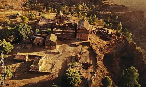 Aerial View of the Ancient Yemrehanna Kristos Monastery Ruins in Ethiopia photo