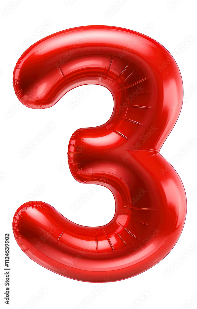 Number 3 png red 3D balloon, transparent background Number 3 png red 3D balloon, transparent background
