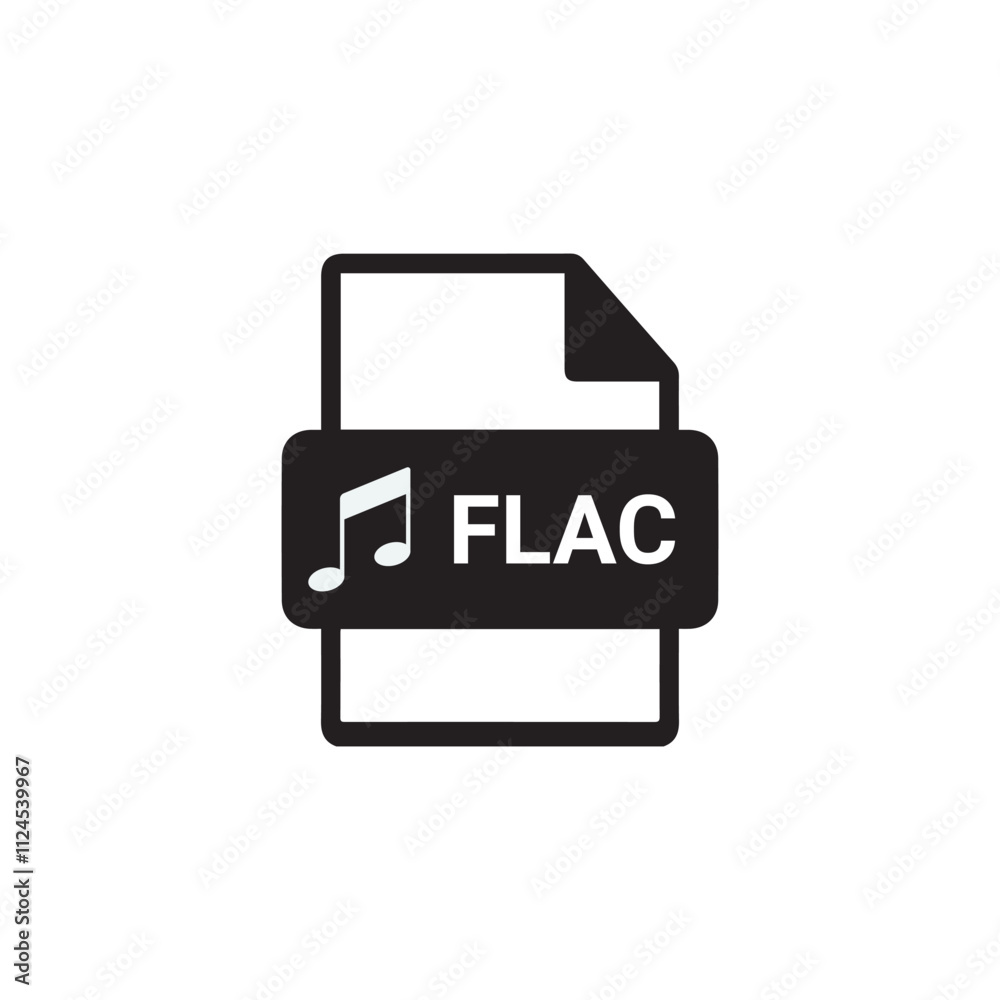 Modern flat design of FLAC file icon for web on white background. Modern flat design of FLAC file icon for web on white background.