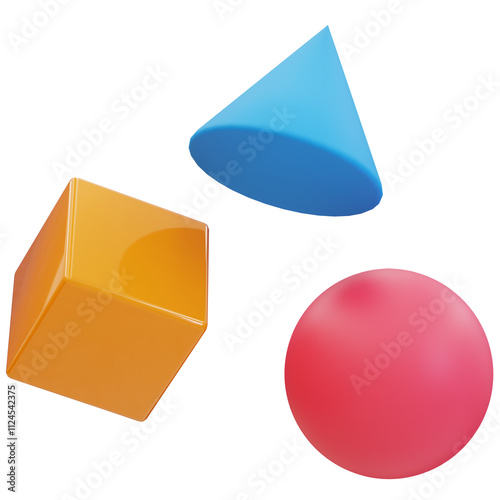 Colorful 3D Geometric Shapes Illustration