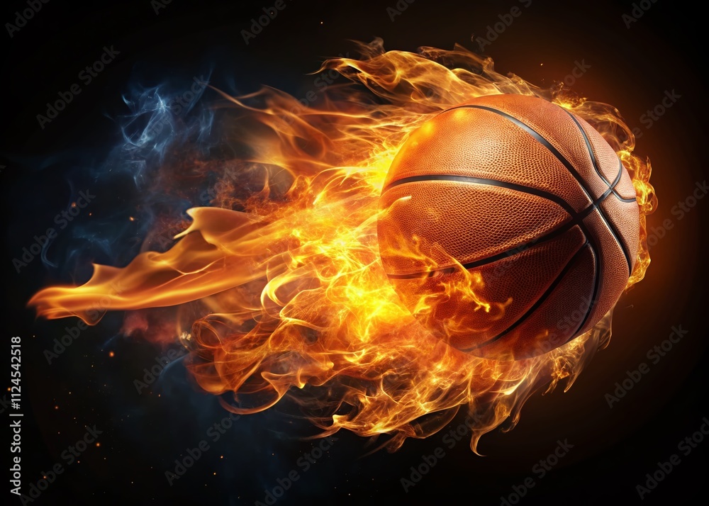 3D Render of a Basketball Fireball with Alpha Channel, Showcasing Dynamic Motion and Vibrant Flames for Use in Sports Graphics and Marketing Materials 3D Render of a Basketball Fireball with Alpha Channel, Showcasing Dynamic Motion and Vibrant Flames for Use in Sports Graphics and Marketing Materials