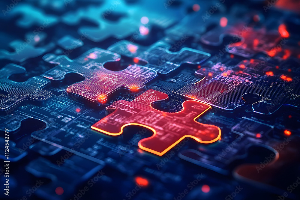 The abstract tech background is a digital representation of API integration interlocking puzzle pieces The abstract tech background is a digital representation of API integration interlocking puzzle pieces