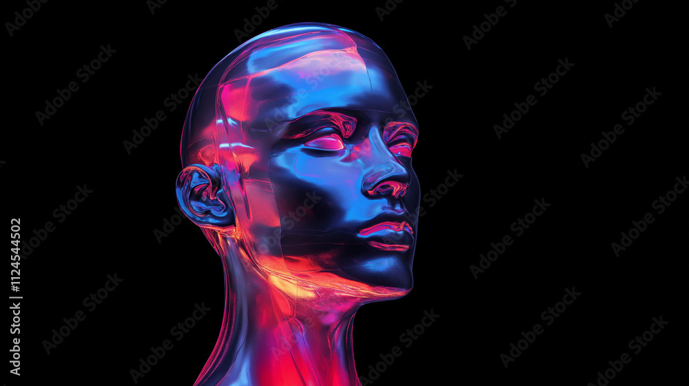 3d abstract holographic human portrait on isolated black background with space for copy 3d abstract holographic human portrait on isolated black background with space for copy