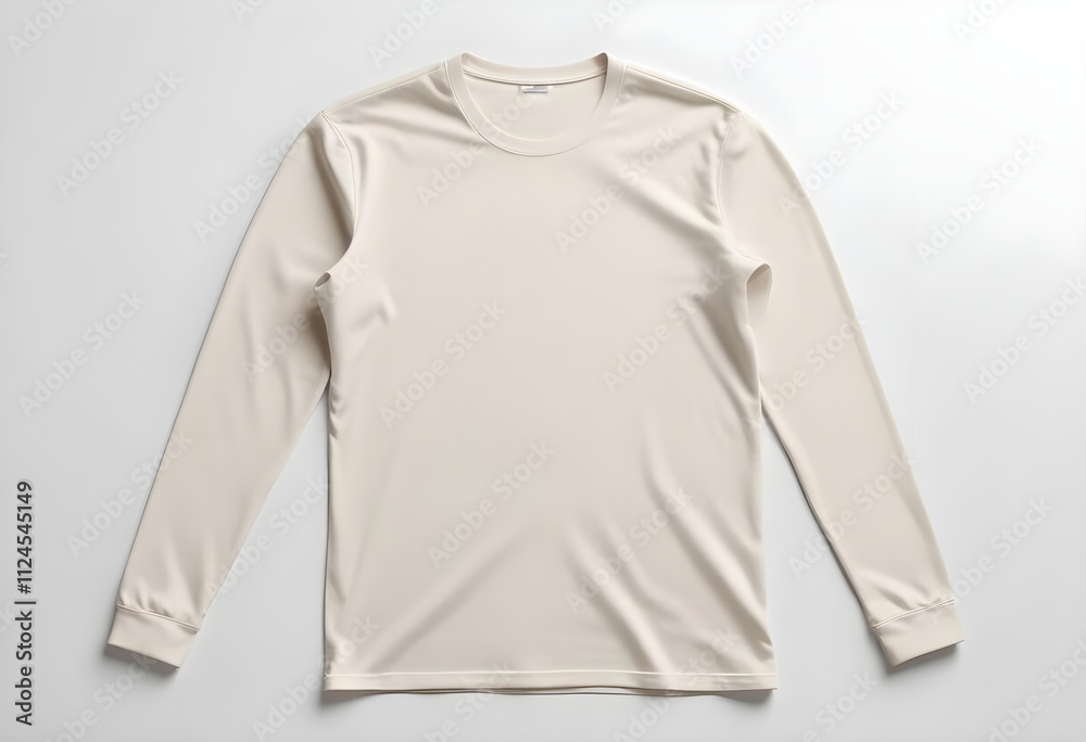 A beige long-sleeved shirt on a white background A beige long-sleeved shirt on a white background