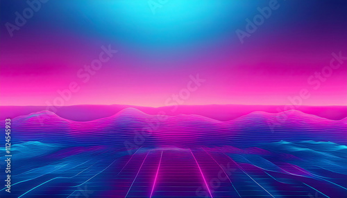 Wallpaper Mural Vibrant Abstract Gradient with Flowing Neon Waves in Blue and Pink Tones Torontodigital.ca