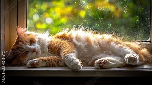 Cat Relaxing on Sunny Windowsill