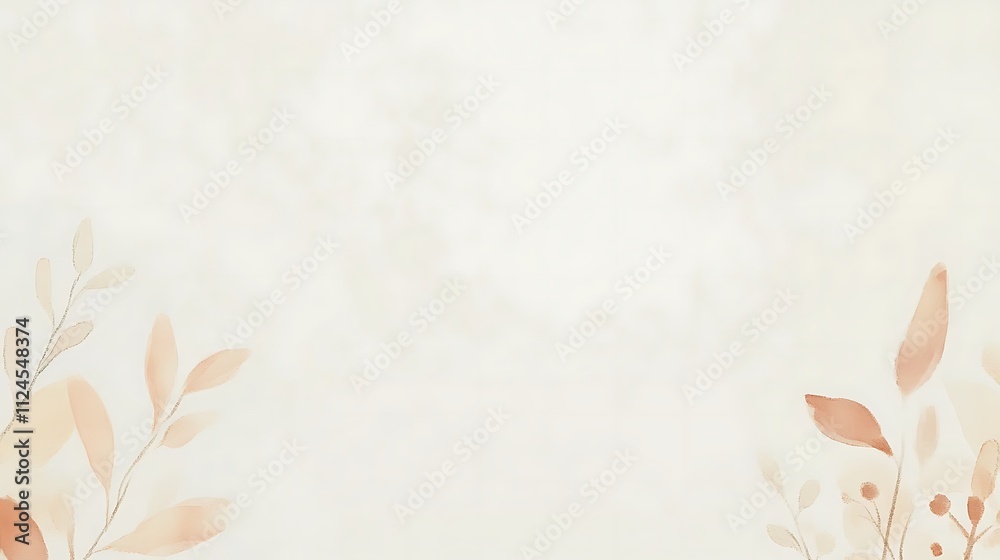 Fototapeta premium Watercolor Painting of Delicate Beige and Peach Leaves