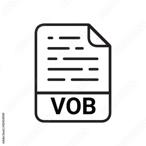 VOB icon, VOB outline vector icon. Thin line black VOB icon, flat vector simple element illustration from editable big data concept isolated on white background