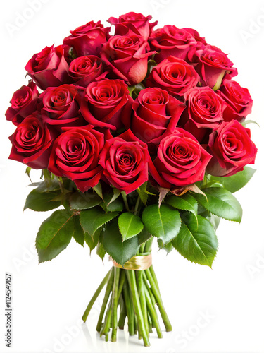 bouquet of red roses isolated on white background.