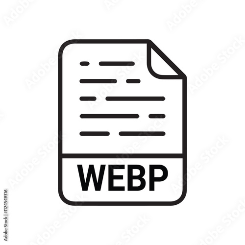 WEBP icon outline style design image file. image extension format file type icon. vector illustration