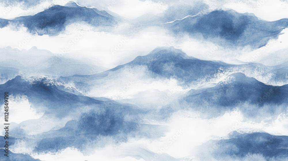 a wallpaper design featuring soft watercolor waves in shades of blue and white, evoking a serene ocean feel. a wallpaper design featuring soft watercolor waves in shades of blue and white, evoking a serene ocean feel.
