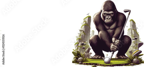 Gorilla Golf play on white background