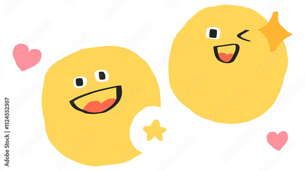 PNG transparent background with cute doodle emoji icons PNG transparent background with cute doodle emoji icons
