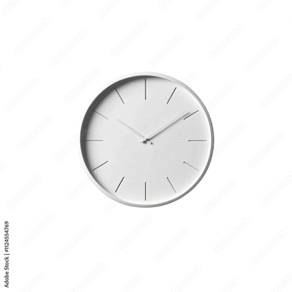 White wall clock isolated on transparent background. White wall clock isolated on transparent background.