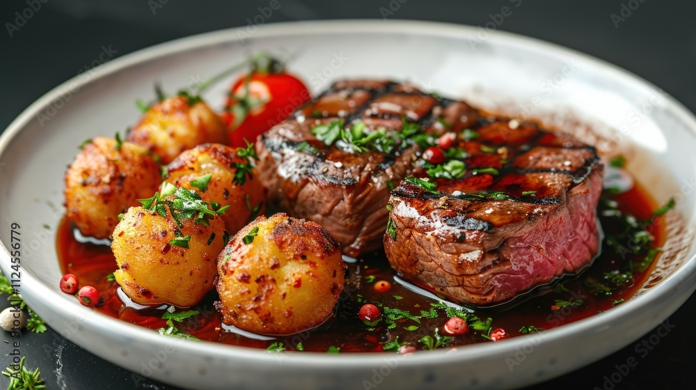 beef fillet with vibrant tomato sauce beef fillet with vibrant tomato sauce