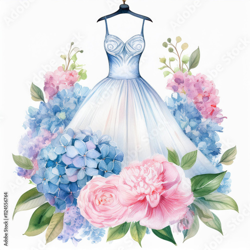 This beautiful romantic watercolor illustration is perfect for creating elegant wedding invitations and branding