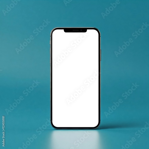 Smartphone Mockup with Blank Screen Ready for Design on Blue Backdrop