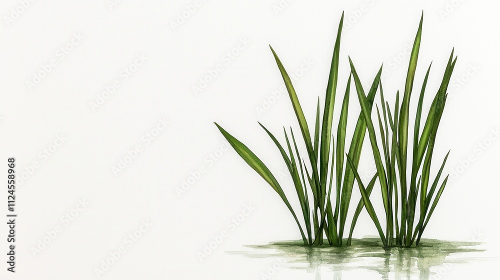 Serene Waterside Grass Illustration Artwork Serene Waterside Grass Illustration Artwork