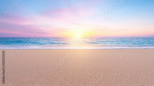 Serene Sunset Beach Tranquil Ocean Waves on Sandy Shore