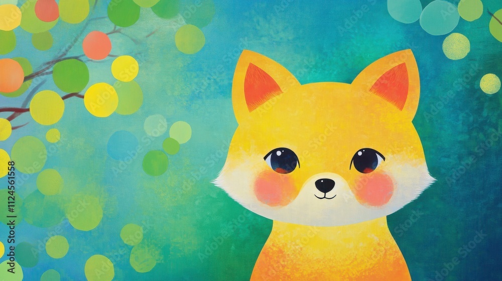 Fototapeta premium Cute Animal in Vintage Poster Aesthetic