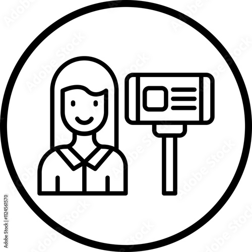 Female Vlogger Vector Icon Style