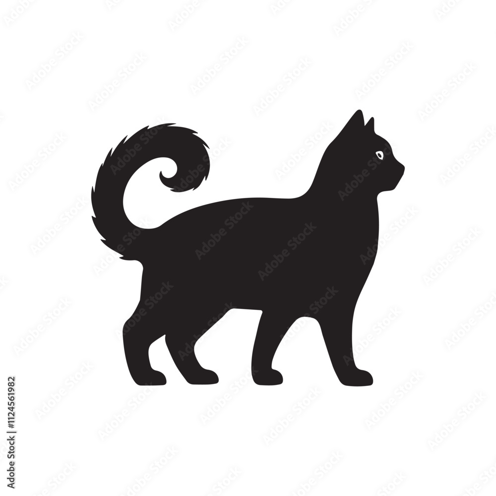 Obraz premium Black cat silhouettes vector design on white background