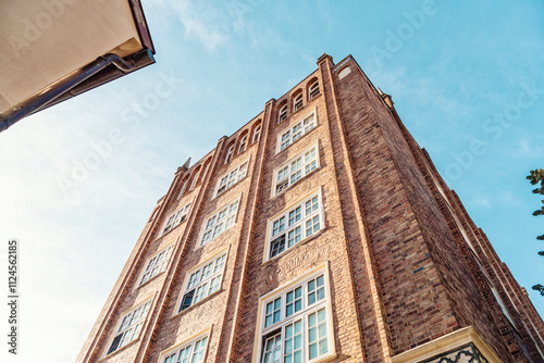 Neo-Gothic red brick building in Hansa city, Rostock, Germany.