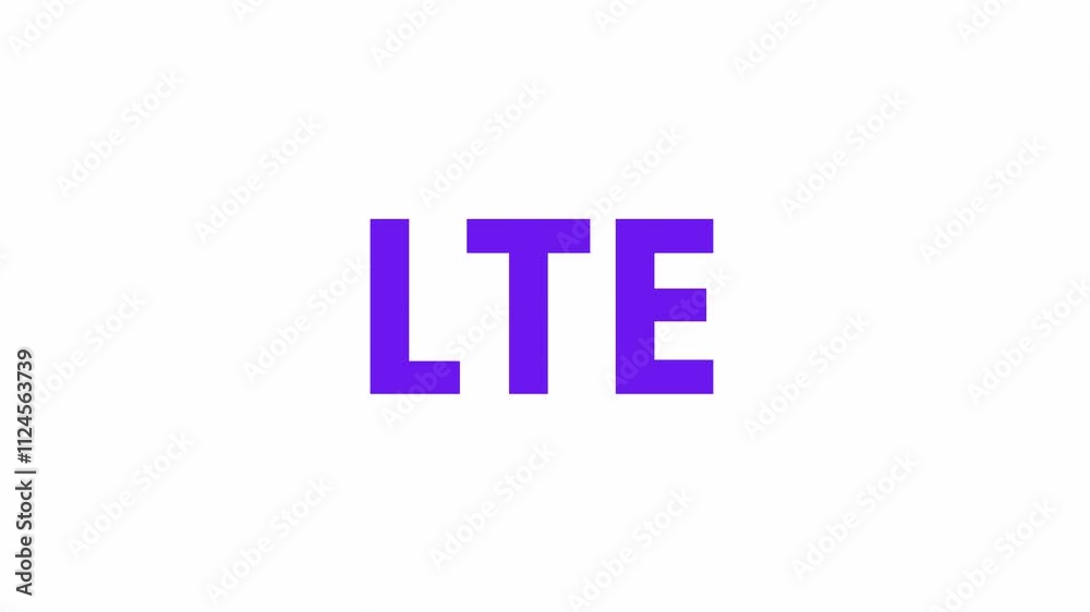 LTE Text Animation. Alpha matte with transparent background 4K resolution.