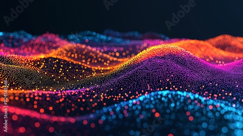 abstract wave particles luminous colorful patterns with visual spectrum and fluid dynamic movement.







