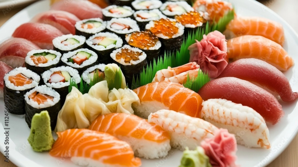 Sushi Platter: An Assortment of Maki, Nigiri, and Sashimi Sushi Platter: An Assortment of Maki, Nigiri, and Sashimi