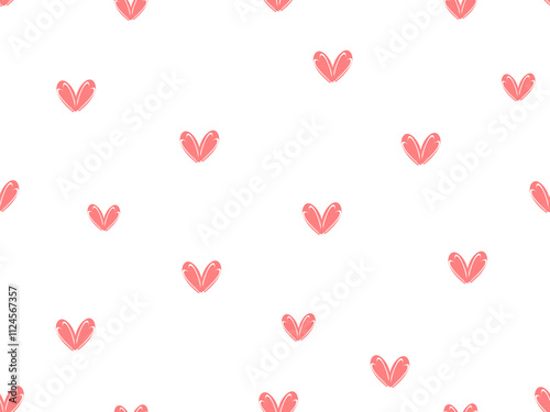 Seamless pattern with red hearts on white background vector.