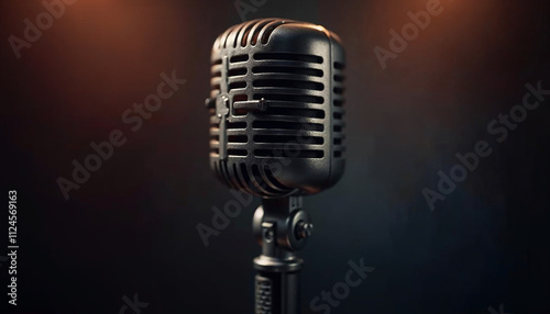 Sing - Microphone For Live Karaoke And Concert - Retro Mic With Defocused Abstract Background