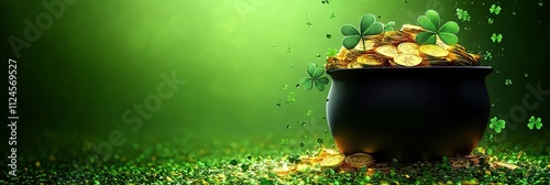 Luck of the Irish: St. Patrick's Day Gold Coins and Shamrocks photo