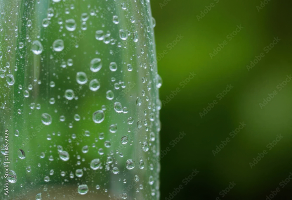 Cold Glass Bottle With Visible Condensation Drops Cold Glass Bottle With Visible Condensation Drops