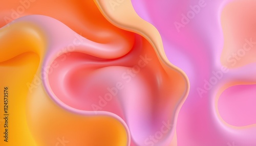 Abstract Pink and Orange Fluid Swirls Design