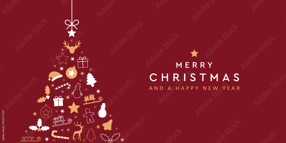 christmas greeting card with decorative fir tree vector illustration christmas greeting card with decorative fir tree vector illustration